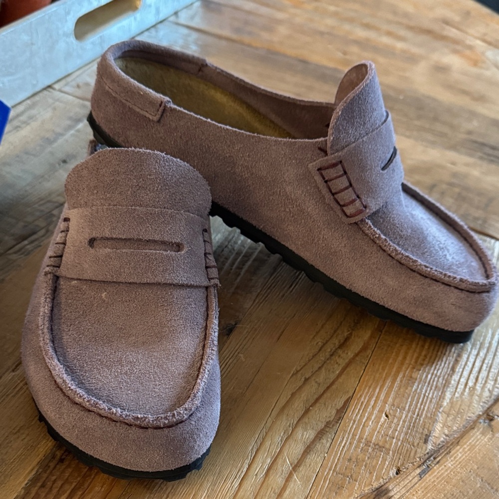 Birkenstock Faded Purple Naples Wrapped Suede Loafers, 7.5/EU 38N